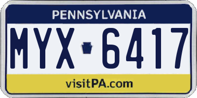 PA license plate MYX6417