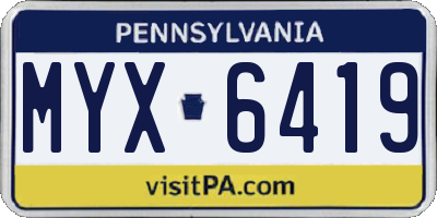 PA license plate MYX6419