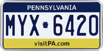 PA license plate MYX6420