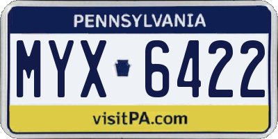 PA license plate MYX6422