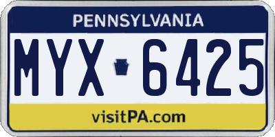 PA license plate MYX6425
