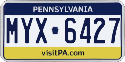 PA license plate MYX6427