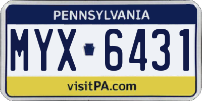PA license plate MYX6431