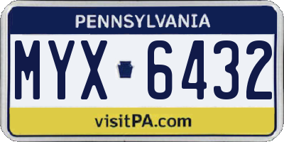 PA license plate MYX6432