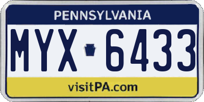 PA license plate MYX6433