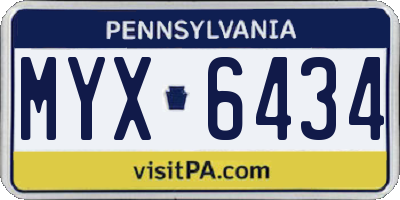 PA license plate MYX6434