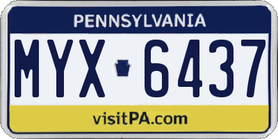 PA license plate MYX6437