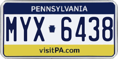 PA license plate MYX6438