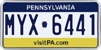 PA license plate MYX6441