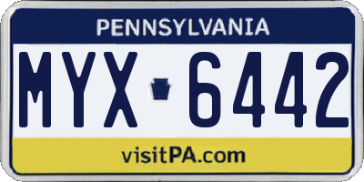 PA license plate MYX6442