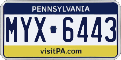 PA license plate MYX6443