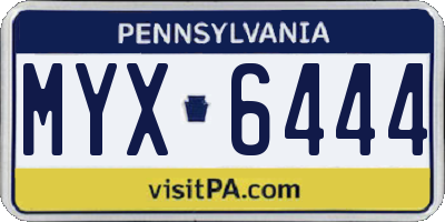 PA license plate MYX6444