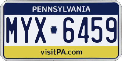 PA license plate MYX6459