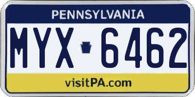 PA license plate MYX6462
