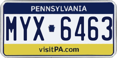 PA license plate MYX6463