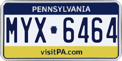PA license plate MYX6464