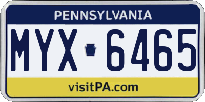 PA license plate MYX6465