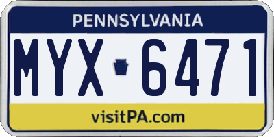 PA license plate MYX6471