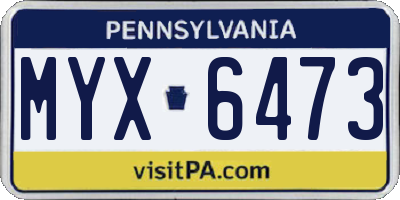 PA license plate MYX6473