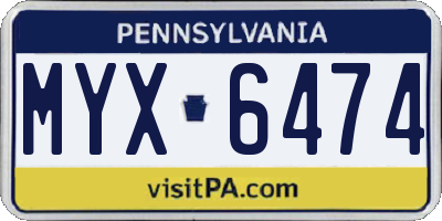 PA license plate MYX6474