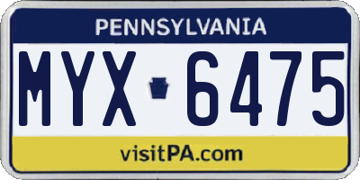 PA license plate MYX6475