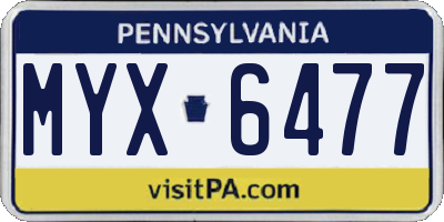 PA license plate MYX6477