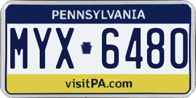 PA license plate MYX6480