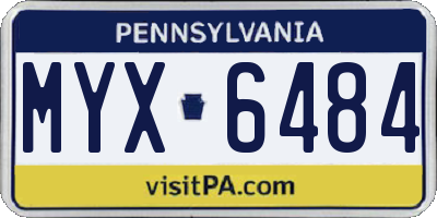PA license plate MYX6484