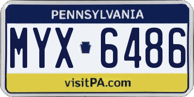 PA license plate MYX6486