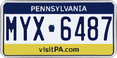 PA license plate MYX6487