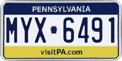 PA license plate MYX6491