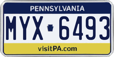 PA license plate MYX6493