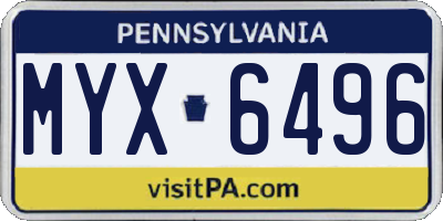 PA license plate MYX6496