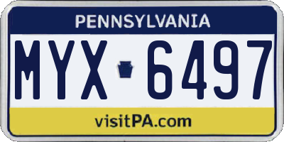 PA license plate MYX6497