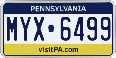 PA license plate MYX6499