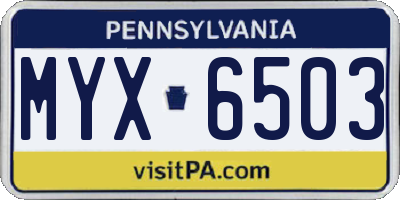 PA license plate MYX6503
