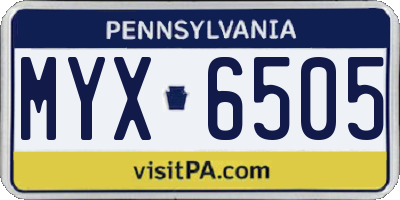 PA license plate MYX6505