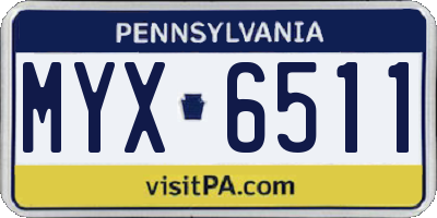 PA license plate MYX6511