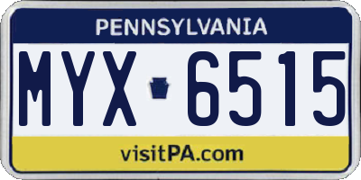 PA license plate MYX6515