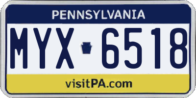 PA license plate MYX6518