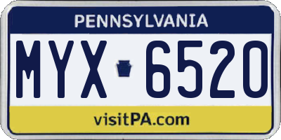 PA license plate MYX6520