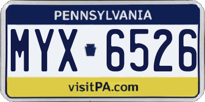 PA license plate MYX6526