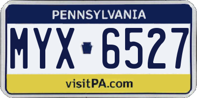 PA license plate MYX6527