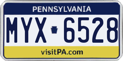 PA license plate MYX6528