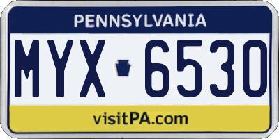 PA license plate MYX6530