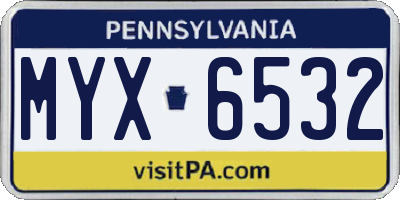 PA license plate MYX6532