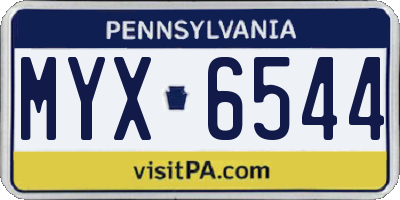 PA license plate MYX6544