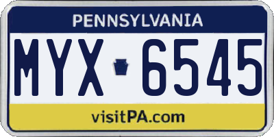 PA license plate MYX6545