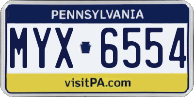 PA license plate MYX6554