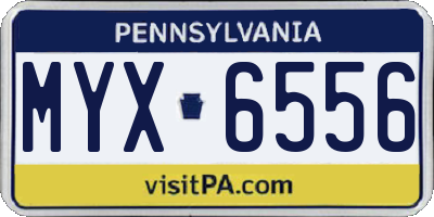 PA license plate MYX6556